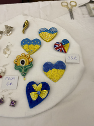 Ukrainian badges on sale at the Christmas craft fair