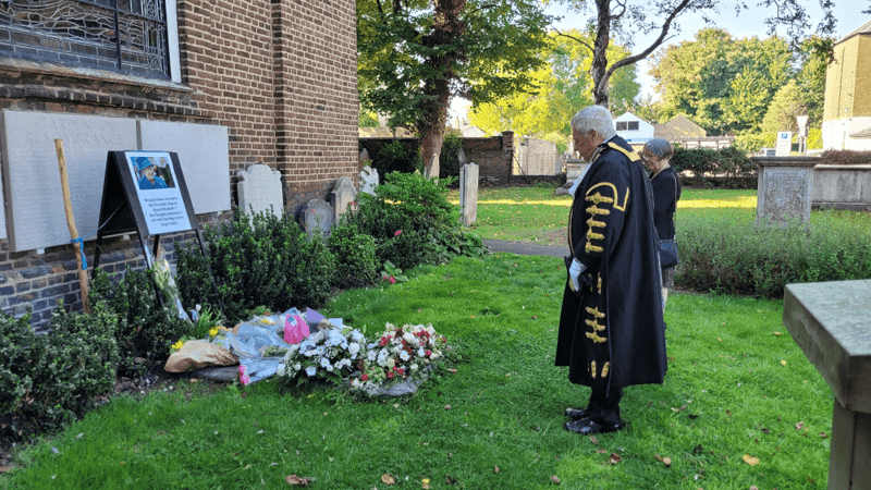 The Mayor laid a floral tribute for Her Majesty The Queen