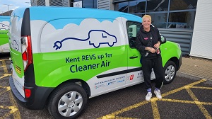 Roni Brown trialing an electric van at Deal Saturday Market 